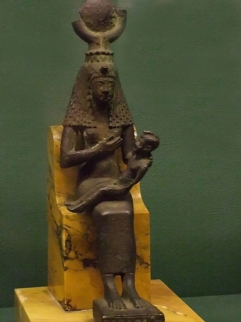 egyptian goddess isis nursuring horus