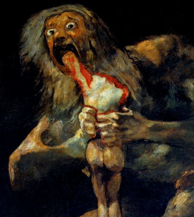 saturn devouring his son - a painting from Goya