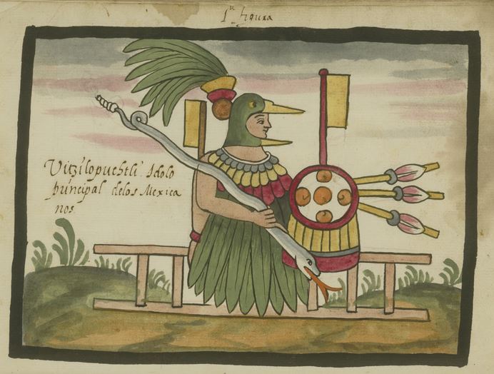 The Aztec God of War Huitzilopochtli and Chief of the Aztec Pantheon